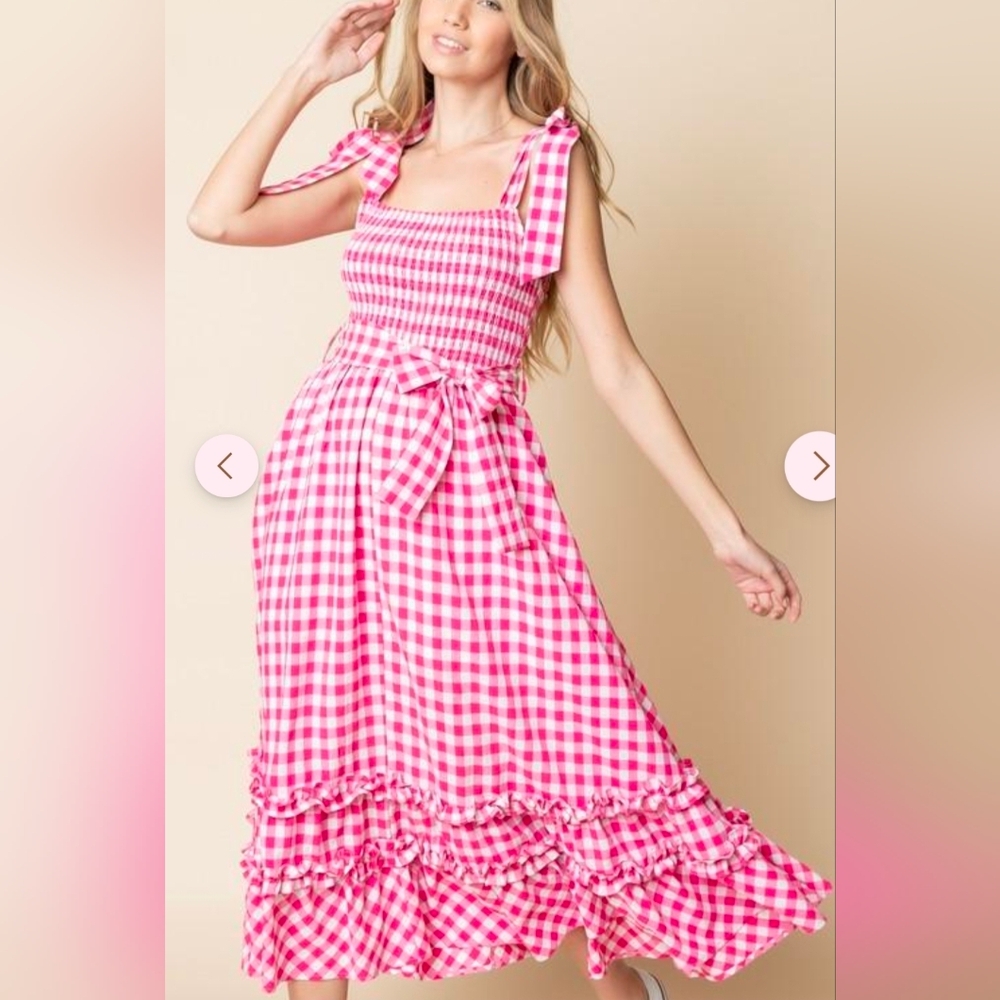 Pink Gingham Woman's Dress